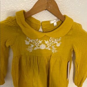 Tahari Mustard Kids Blouse with White Floral Design